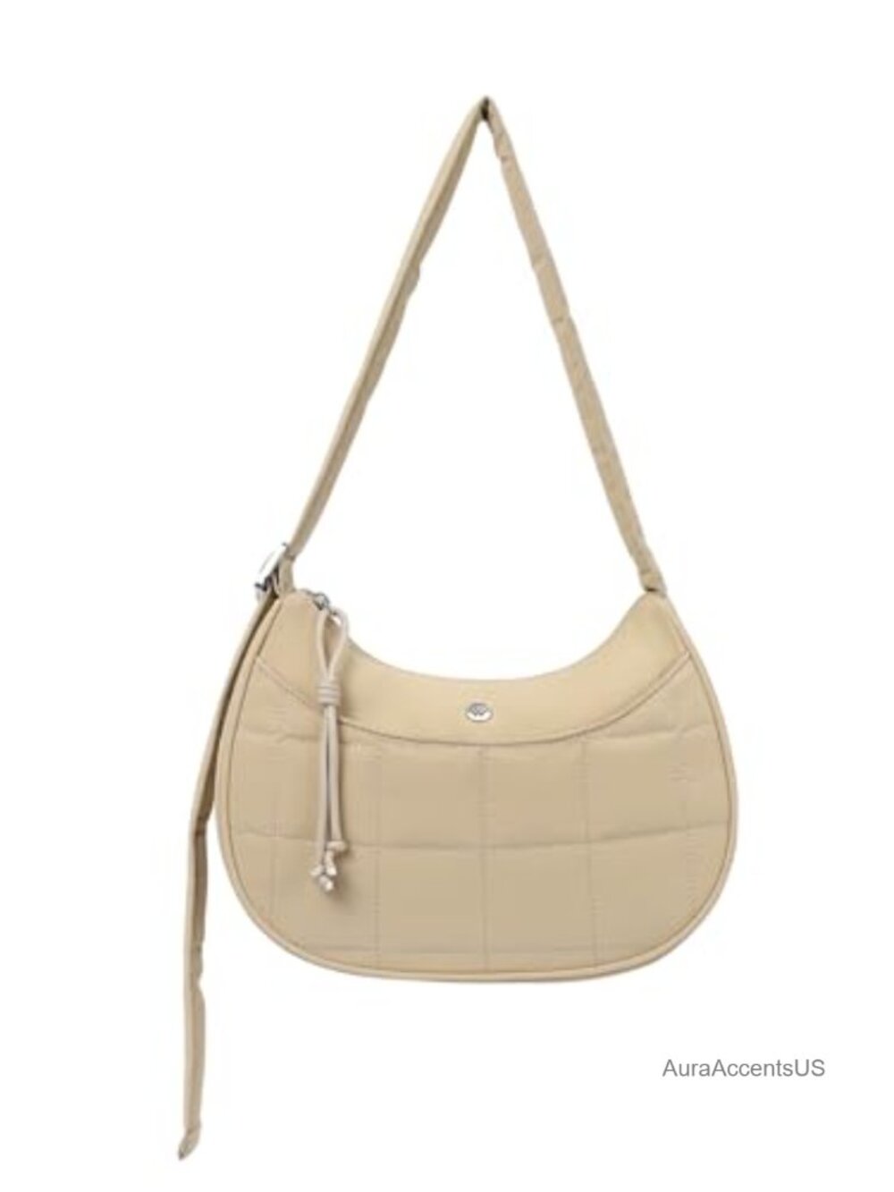 Nylon Puffer Crescent Shoulder Bag Quilted Handbag Adjustable Strap